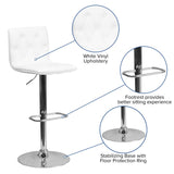 English Elm Contemporary Button Tufted Vinyl Adjustable Height Barstool with Chrome Base