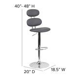 English Elm Contemporary Vinyl Adjustable Height Barstool with Ellipse Back and Chrome Base