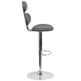 English Elm Contemporary Vinyl Adjustable Height Barstool with Ellipse Back and Chrome Base