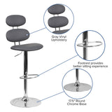 English Elm Contemporary Vinyl Adjustable Height Barstool with Ellipse Back and Chrome Base