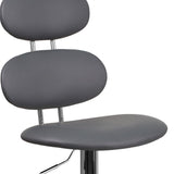 English Elm Contemporary Vinyl Adjustable Height Barstool with Ellipse Back and Chrome Base