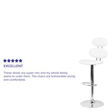 English Elm Contemporary Vinyl Adjustable Height Barstool with Ellipse Back and Chrome Base