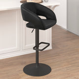 English Elm Contemporary Vinyl Adjustable Height Barstool with Rounded Mid-Back and Base