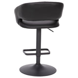 English Elm Contemporary Vinyl Adjustable Height Barstool with Rounded Mid-Back and Base