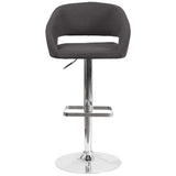 English Elm Contemporary Charcoal Fabric Adjustable Height Barstool with Rounded Mid-Back and Chrome Base