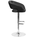 English Elm Contemporary Vinyl Adjustable Height Barstool with Rounded Mid-Back and Chrome Base