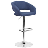 English Elm Contemporary Fabric Adjustable Height Barstool with Rounded Mid-Back and Chrome Base