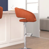 English Elm Contemporary Cognac Vinyl Adjustable Height Barstool with Rounded Mid-Back and Chrome Base