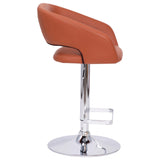 English Elm Contemporary Cognac Vinyl Adjustable Height Barstool with Rounded Mid-Back and Chrome Base