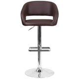 English Elm Contemporary Vinyl Adjustable Height Barstool with Rounded Mid-Back and Chrome Base