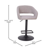 English Elm Contemporary Vinyl Adjustable Height Barstool with Rounded Mid-Back and Black Base