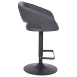 English Elm Contemporary Vinyl Adjustable Height Barstool with Rounded Mid-Back and Black Base