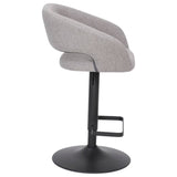 English Elm Contemporary Fabric Adjustable Height Barstool with Rounded Mid-Back and Black Base