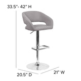 English Elm Contemporary Fabric Adjustable Height Barstool with Rounded Mid-Back and Chrome Base