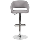 English Elm Contemporary Fabric Adjustable Height Barstool with Rounded Mid-Back and Chrome Base