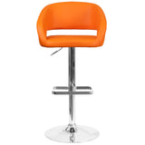 English Elm Contemporary Vinyl Adjustable Height Barstool with Rounded Mid-Back and Chrome Base