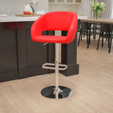 English Elm Contemporary Vinyl Adjustable Height Barstool with Rounded Mid-Back and Chrome Base