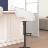 English Elm Contemporary Vinyl Adjustable Height Barstool with Rounded Mid-Back and Black Base