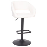 English Elm Contemporary Vinyl Adjustable Height Barstool with Rounded Mid-Back and Black Base