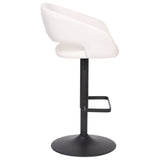 English Elm Contemporary Vinyl Adjustable Height Barstool with Rounded Mid-Back and Black Base