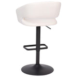 English Elm Contemporary Vinyl Adjustable Height Barstool with Rounded Mid-Back and Black Base