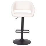 English Elm Contemporary Vinyl Adjustable Height Barstool with Rounded Mid-Back and Black Base