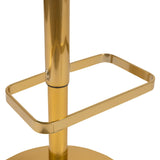 English Elm Contemporary Vinyl Adjustable Height Barstool with Rounded Mid-Back and Gold Base