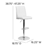 English Elm Contemporary Vinyl Adjustable Height Barstool with Vertical Stitch Panel Back and Chrome Base