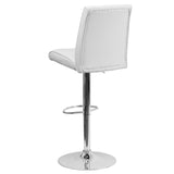 English Elm Contemporary Vinyl Adjustable Height Barstool with Vertical Stitch Panel Back and Chrome Base