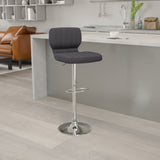 English Elm Contemporary Adjustable Height Barstool with Vertical Stitch Back and Chrome Base