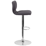 English Elm Contemporary Adjustable Height Barstool with Vertical Stitch Back and Chrome Base