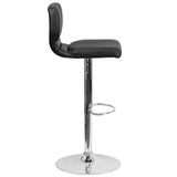 English Elm Contemporary Adjustable Height Barstool with Vertical Stitch Back and Chrome Base