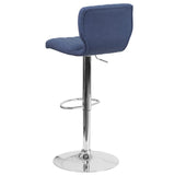 English Elm Contemporary Adjustable Height Barstool with Vertical Stitch Back and Chrome Base