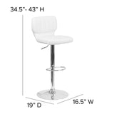 English Elm Contemporary Adjustable Height Barstool with Vertical Stitch Back and Chrome Base