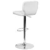 English Elm Contemporary Adjustable Height Barstool with Vertical Stitch Back and Chrome Base