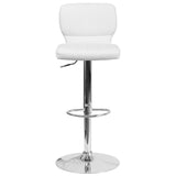 English Elm Contemporary Adjustable Height Barstool with Vertical Stitch Back and Chrome Base