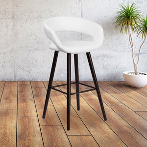 English Elm Series 24'' High Contemporary Cappuccino Wood Counter Height Stool in Vinyl