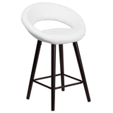 English Elm Series 24'' High Contemporary Cappuccino Wood Counter Height Stool in Vinyl