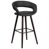 English Elm Series 29'' High Contemporary Cappuccino Wood Barstool in Vinyl