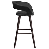 English Elm Series 29'' High Contemporary Cappuccino Wood Barstool in Vinyl