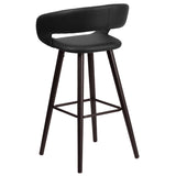 English Elm Series 29'' High Contemporary Cappuccino Wood Barstool in Vinyl