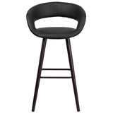 English Elm Series 29'' High Contemporary Cappuccino Wood Barstool in Vinyl