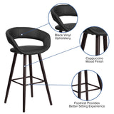 English Elm Series 29'' High Contemporary Cappuccino Wood Barstool in Vinyl