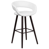 English Elm Series 29'' High Contemporary Cappuccino Wood Barstool in Vinyl