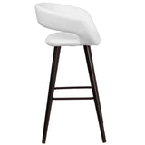 English Elm Series 29'' High Contemporary Cappuccino Wood Barstool in Vinyl