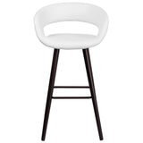 English Elm Series 29'' High Contemporary Cappuccino Wood Barstool in Vinyl