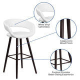 English Elm Series 29'' High Contemporary Cappuccino Wood Barstool in Vinyl