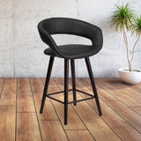 Contemporary Cappuccino Wood Counter Stool with Vinyl Seat, 23.75'' High