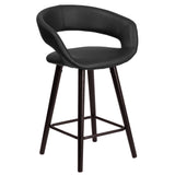 English Elm Series 23.75'' High Contemporary Cappuccino Wood Counter Height Stool in Vinyl