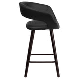 English Elm Series 23.75'' High Contemporary Cappuccino Wood Counter Height Stool in Vinyl